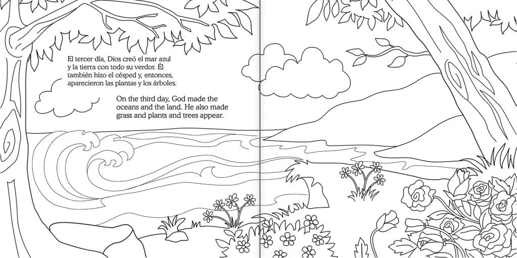La Creación y El muchacho caritativo – Cuaderno para colorear / Coloring book – Creation and little giver