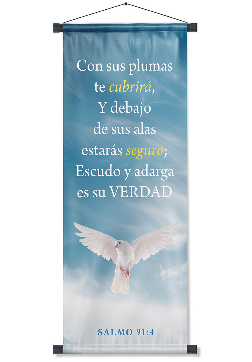 Banner Mensaje Cristiano Lona resistente e impermeable Caño PVC Hilo Negro