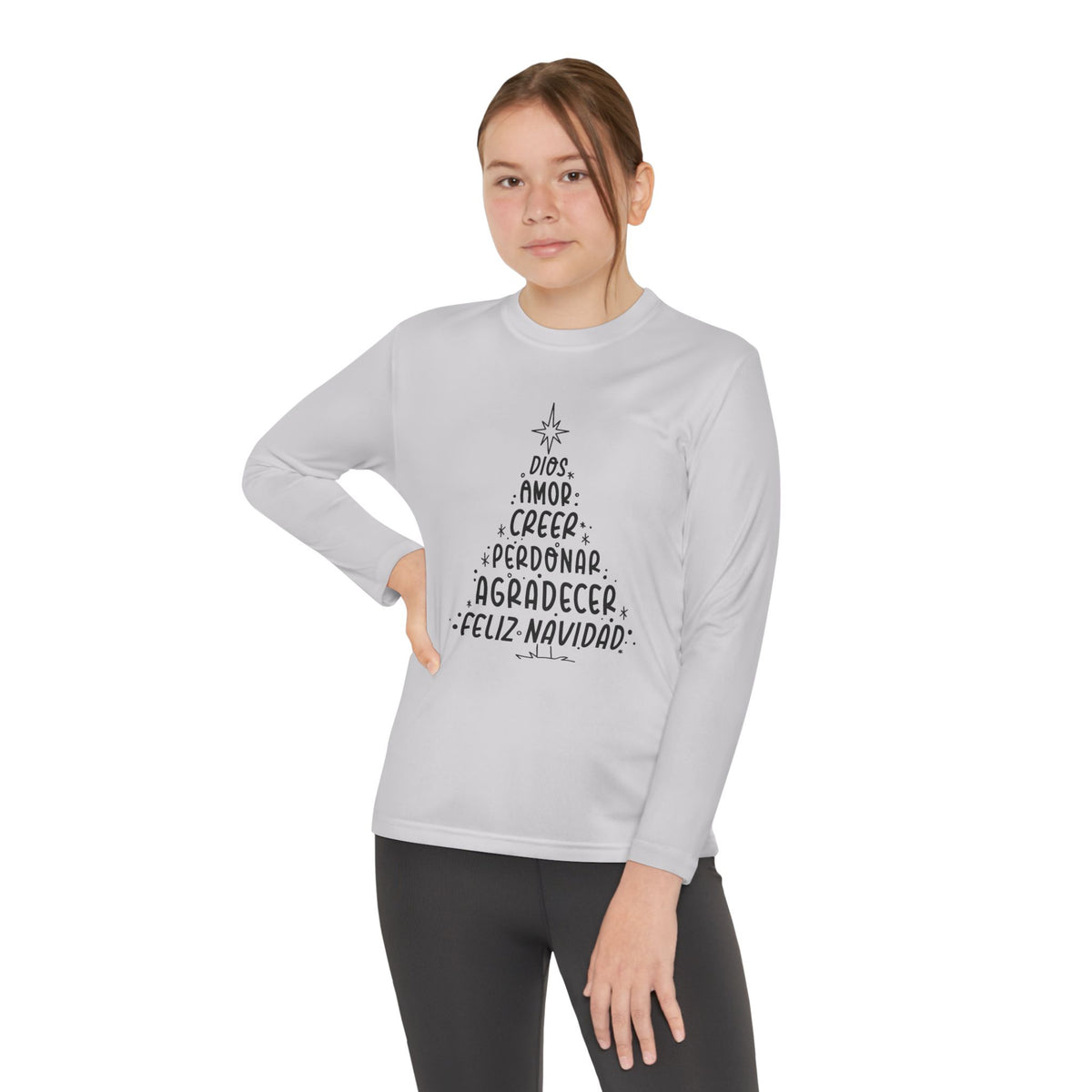 Youth Long Sleeve Competitor Tee Arbol Navidad