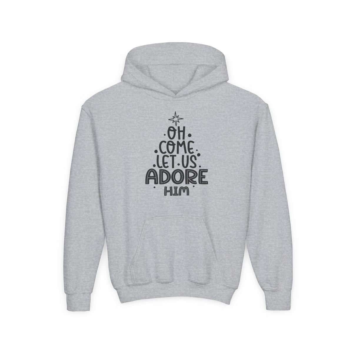 Youth Heavy Blend Hooded Sweatshirt Adoremos – ropa cristiana para niños – foto 2