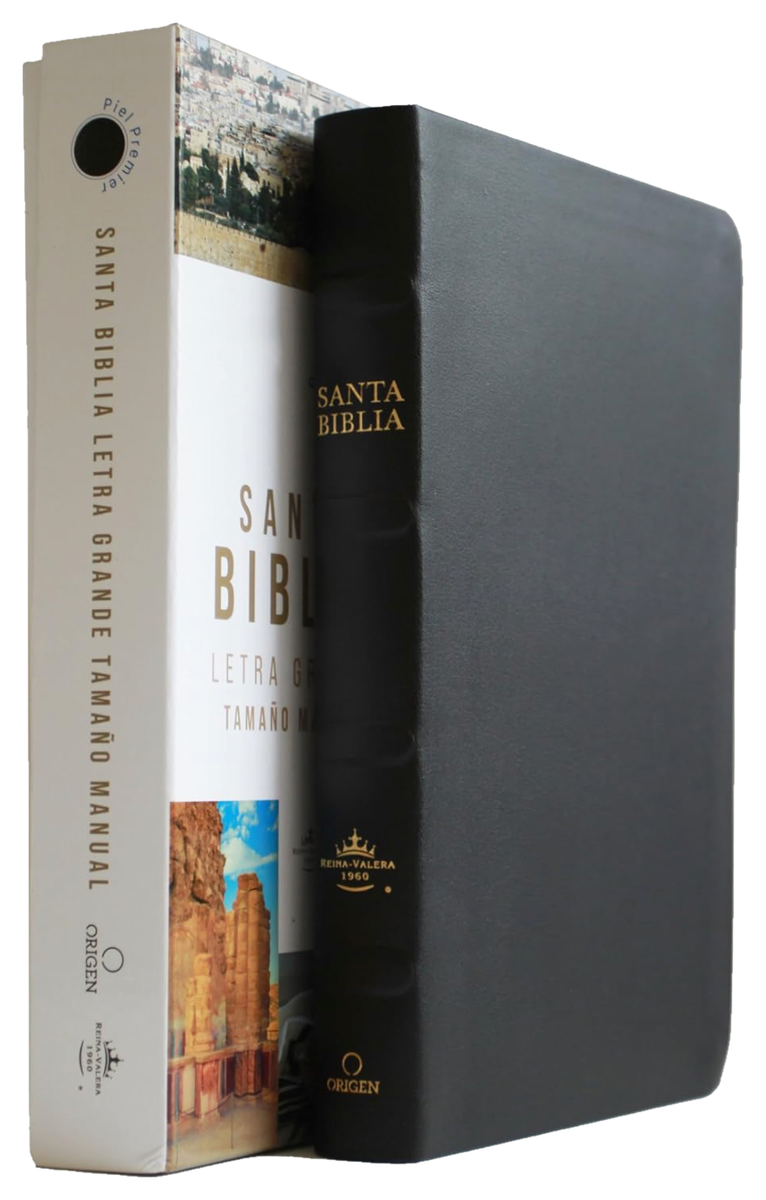 Biblia RVR 1960 letra grande tamaño manual, Piel Premier negro