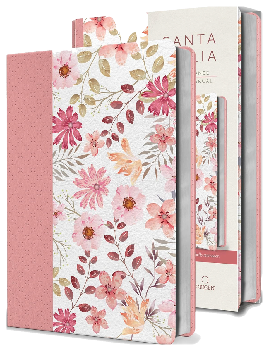 Biblia Reina Valera 1960 letra grande. Piel rosada con flores, tamaño manual / Spanish Bible RVR 1960 Large Print. Imitation Pink Leather With Flowers (Spanish Edition)
