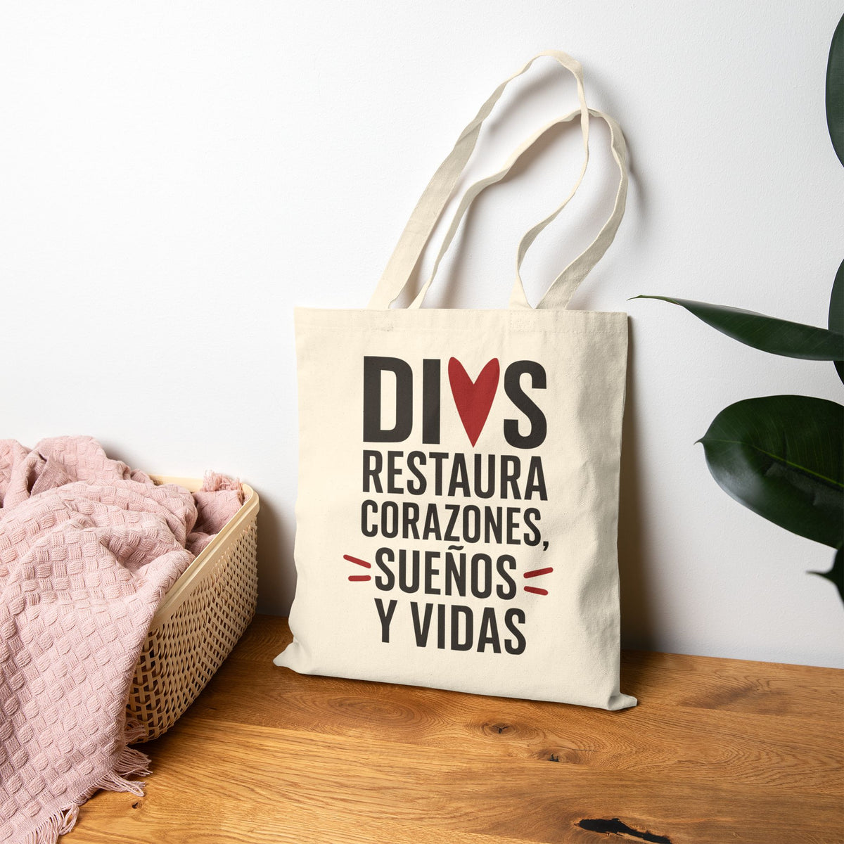 Bolsa de algodón Dios Restaura Corazones, Sueños, Vidas - El Dios que restaura
