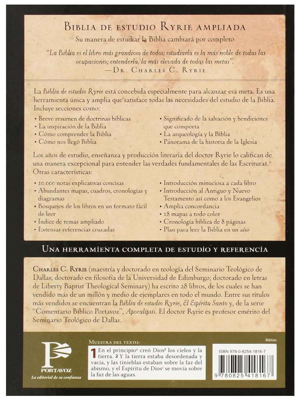 Biblia de Estudio Ryrie ampliada RVR60 (Tapa Dura)