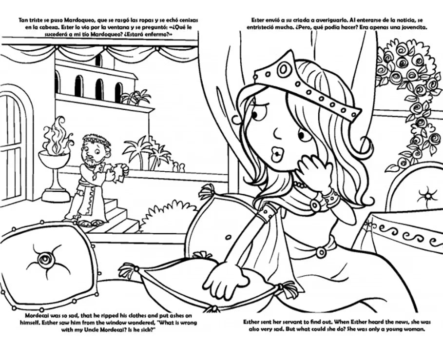 Libro de colorear Gigante - Ester Personajes de la Biblia / Giants Bible People - Esther Bible People