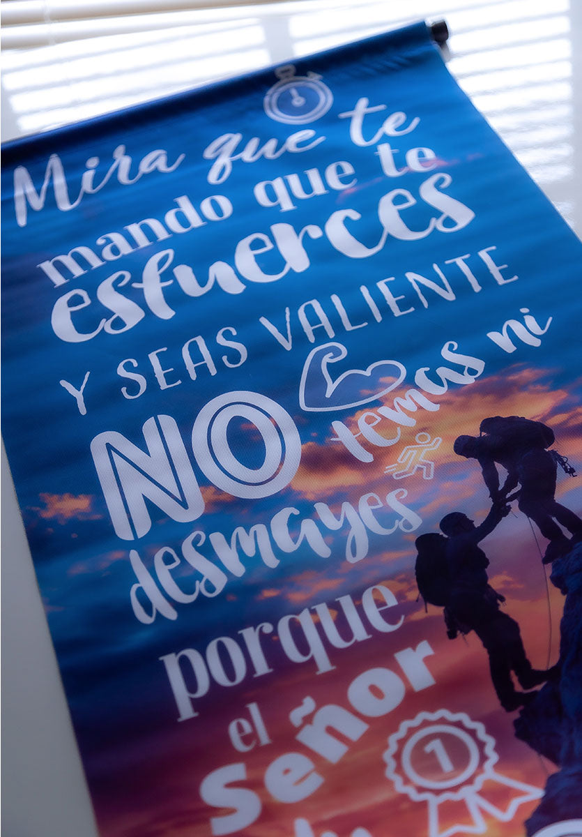 Banner cristiano Josué 1:9 (A) – versículo bíblico en español, 40 x 100 cm – foto 4